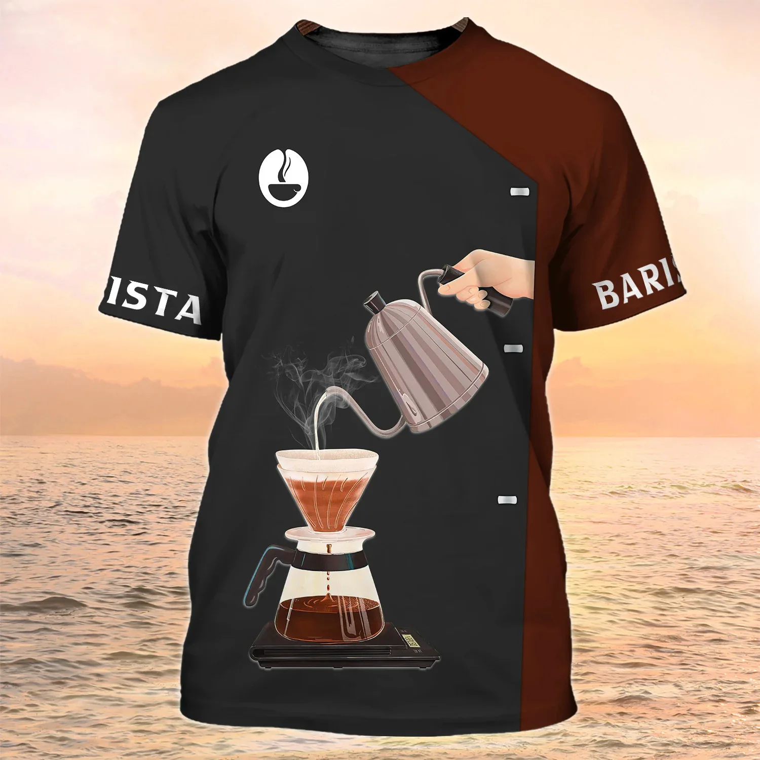 

Summer Barista Cafe 3D Print Cosplay T-shirt Uniform Workwear Women Man T Shirts Streetwear Oversized Y2k Harajuku Tops Tees
