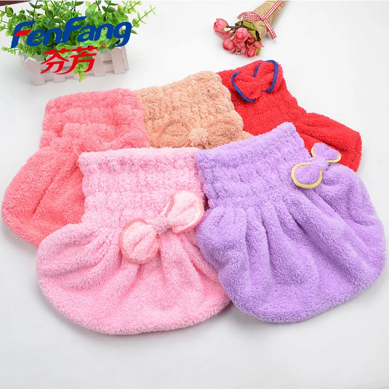 

Bath Skirt Home-use Coral Velvet Dry Hair Cap Thickened Bow Shower Absorbent Towel Manufacturer Direct Sales