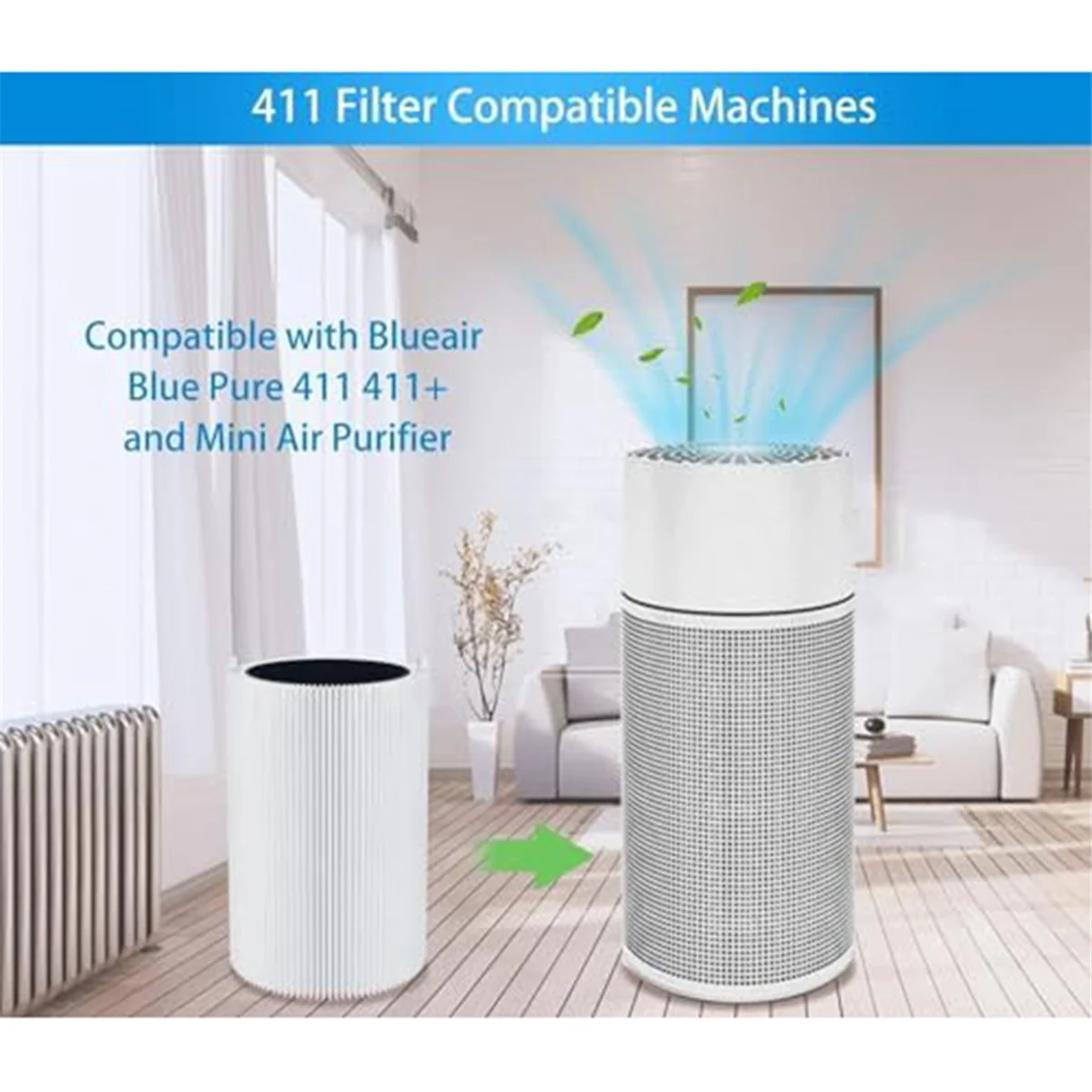 Сменный фильтр для очистителя воздуха 411 Blueair Blue Pure + Auto & Mini HEPA частицы и с