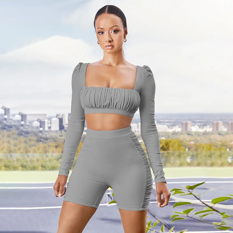 Женская спортивная одежда с квадратным вырезом эластичный укороченный Топ