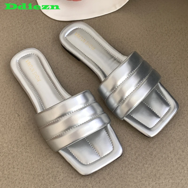 

Шлепанцы женские, Повседневная летняя обувь, цвет черный, без каблука, 2023