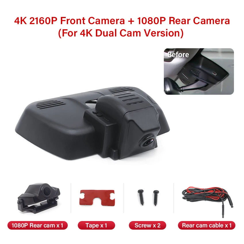 

Автомобильный видеорегистратор 4K 2160p, видеорегистратор с функцией подключения и воспроизведения, камера HD ночного видения для HAVAL F7 / F7x Power от USB, беспроводной видеорегистратор