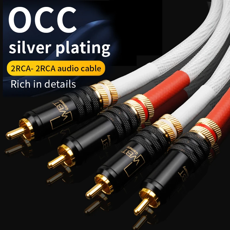 

Dutch fever single crystal silver two pairs two pairs lotus head RCA signal line power amplifier connected to the audio line