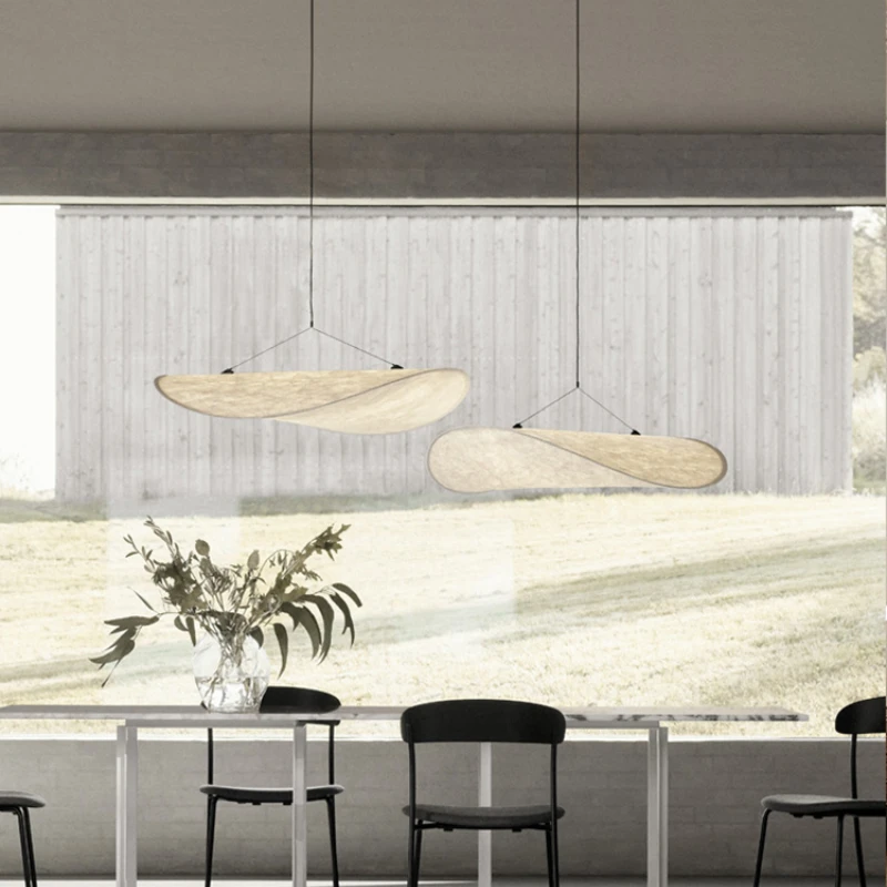 Скандинавская Минималистичная светодиодная люстра Wabi Sabi кулон с шелковыми