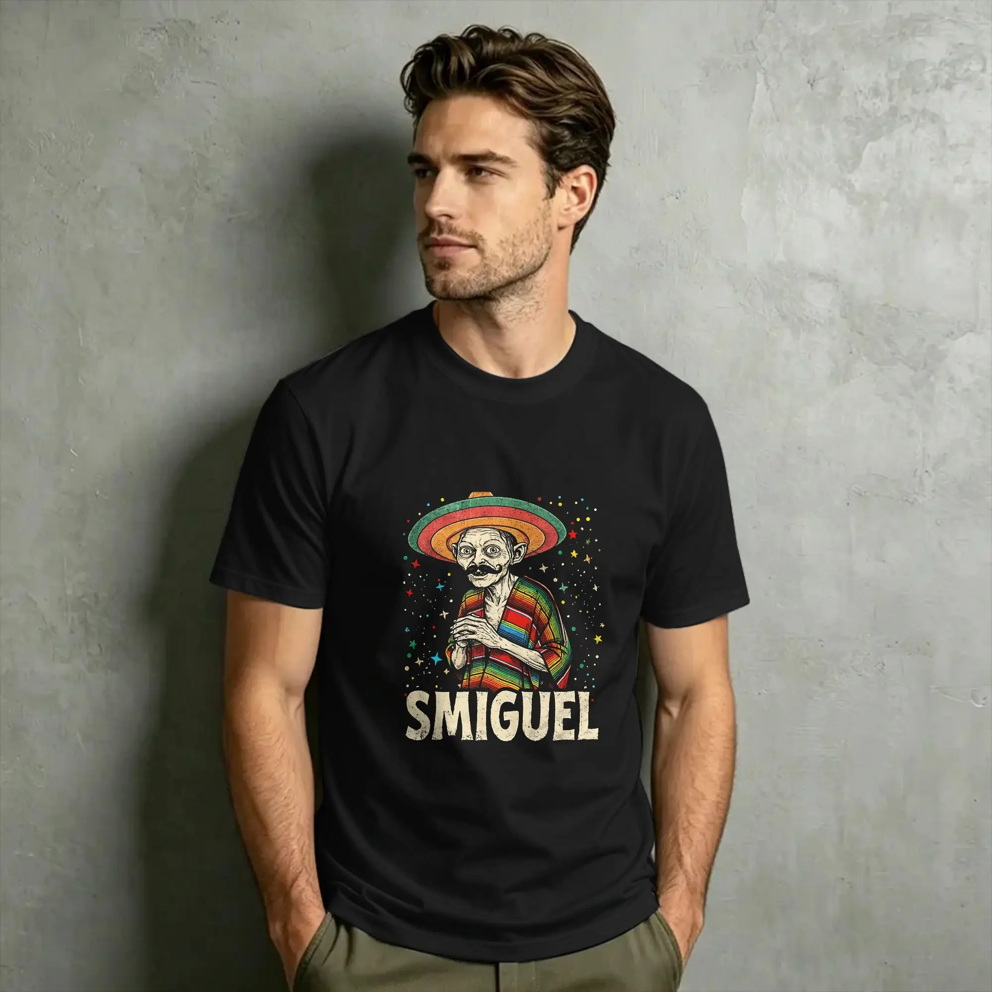 Фото Мужская хлопковая футболка Smiguel Mexican Sombrero с принтом в стиле мексиканской культуры, винтажная, больших размеров, для пляжа №1