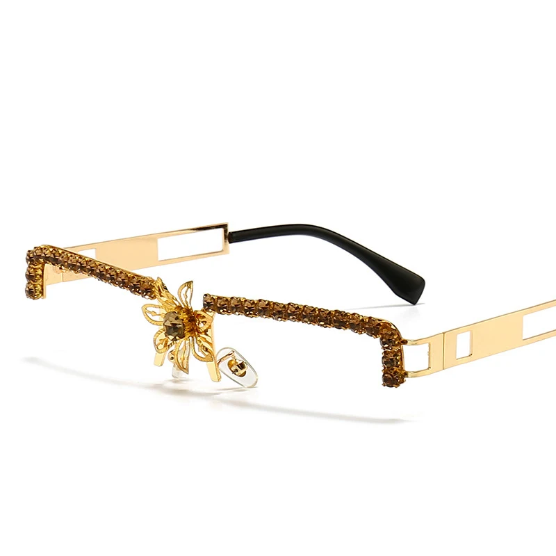Женские солнцезащитные очки со стразами и цветами Стразы 2022 роскошные брендовые