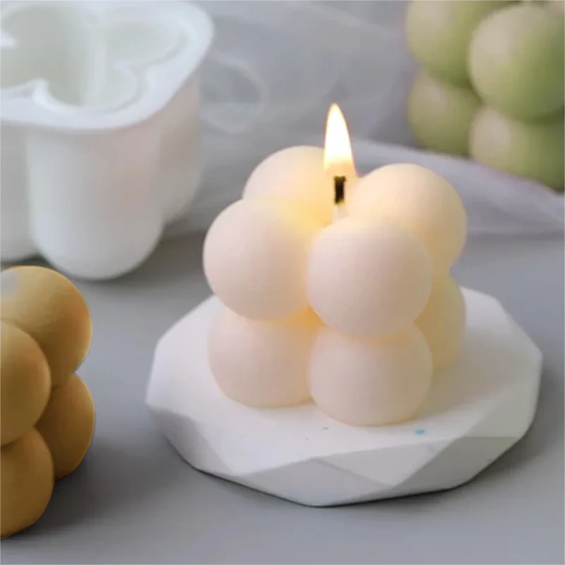 

3D Cube Candle Mold Aromatherapy Cube Wax DIY Candle Making Resin Silicone Mold Mini Christmas Mousse Cake Mold