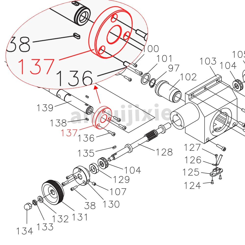 Правый опорный фланцевый винт с зубцом вала M5 * 20 для SIEG SX3-137 и JMD-3 BusyBee CX611 Grizzly G0619