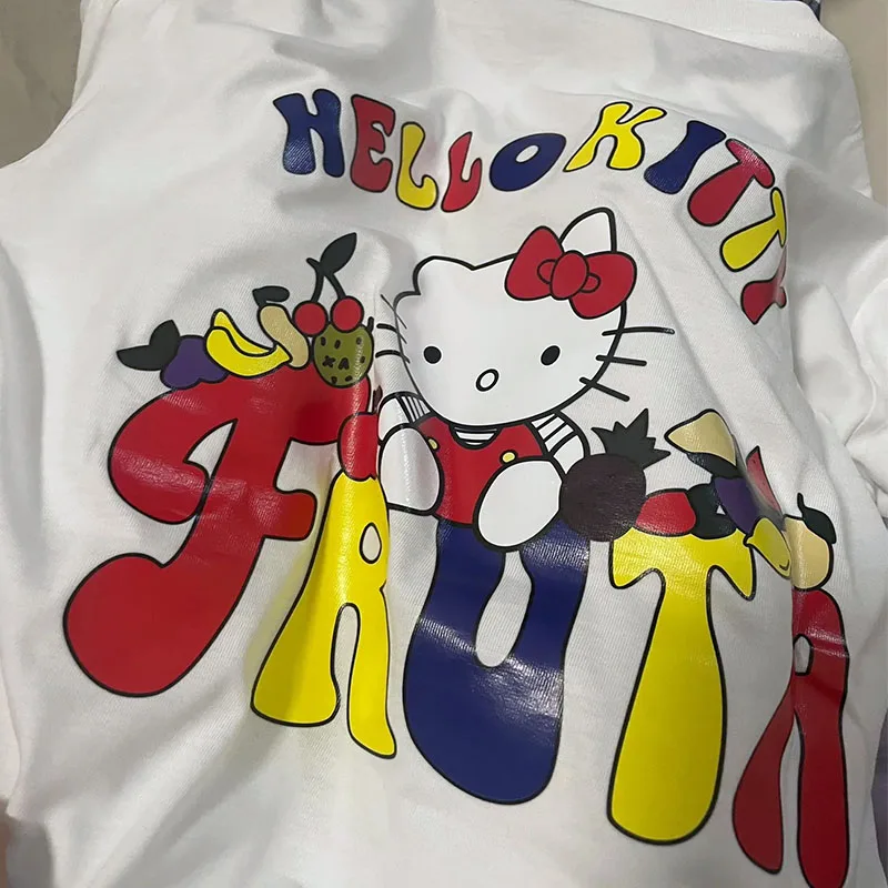 Sanrio Hello Kitty женские футболки с длинным рукавом осенние топы мягкие повседневные