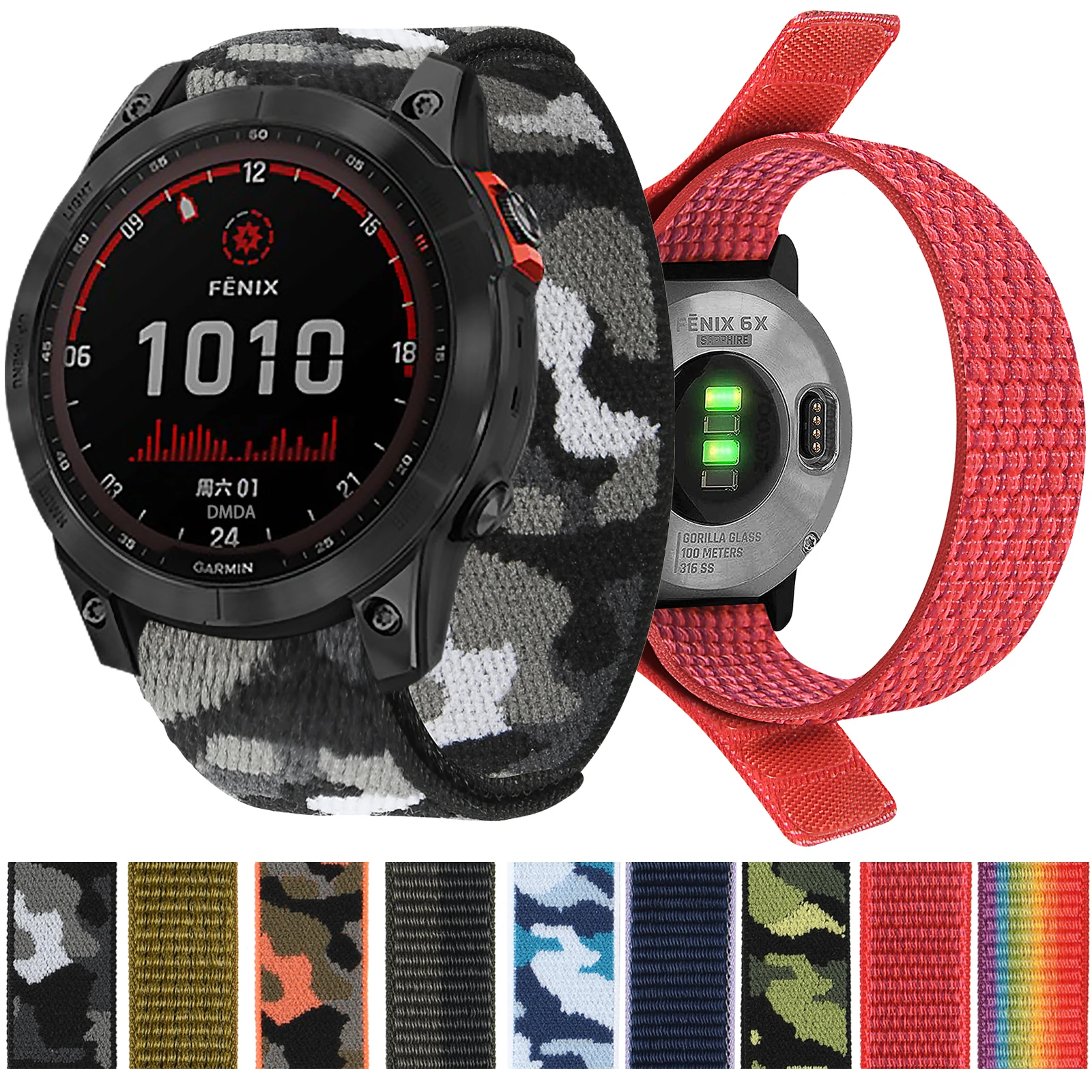 

Ремешок нейлоновый для смарт-часов Garmin Fenix 7 7X 6 6X 5 5X Plus/Enduro 2/Epix Gen 2/instinct 2 955, 26 22 мм