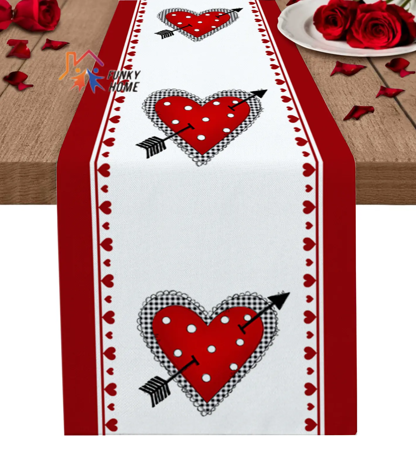 

Скатерть в виде красного сердца со стрелками на День святого Валентина, Современная скатерть для свадебной вечеринки, Рождественский Декор для обеденного стола, подстилка