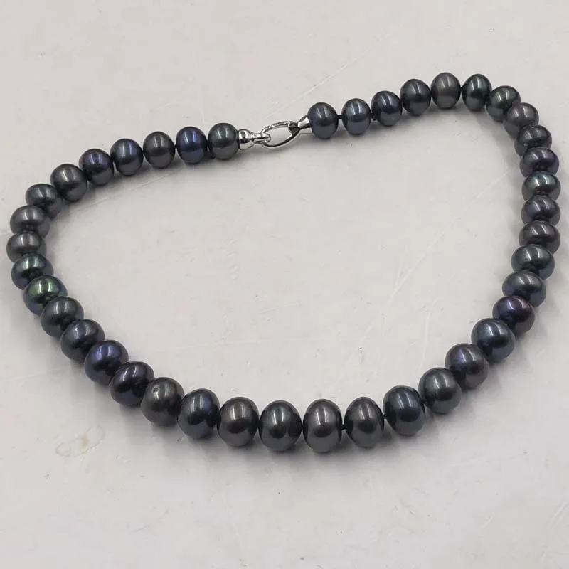 [ELEISPL JEWELRY 11-13mm Pure Black Cultured Freshwater Pearl Necklace Free Shipping #22010385