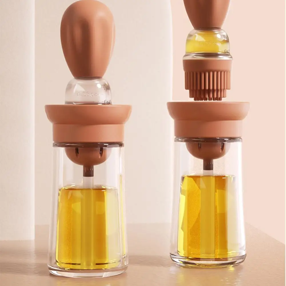 

Press-type Oil Dispenser Oil Bottle With Scale And Temperature Resistant Oil Brush For Cooking Baking BBQ Frying Kitchen Tools