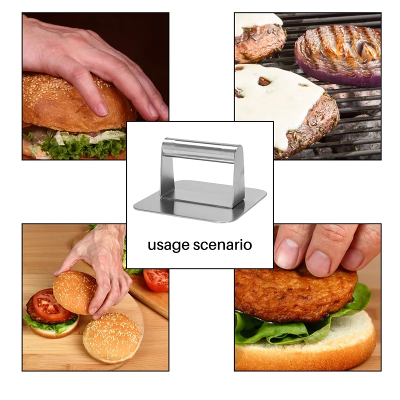 Пресс для гамбургеров из нержавеющей стали 5 5-дюймовый квадратный разбиватель