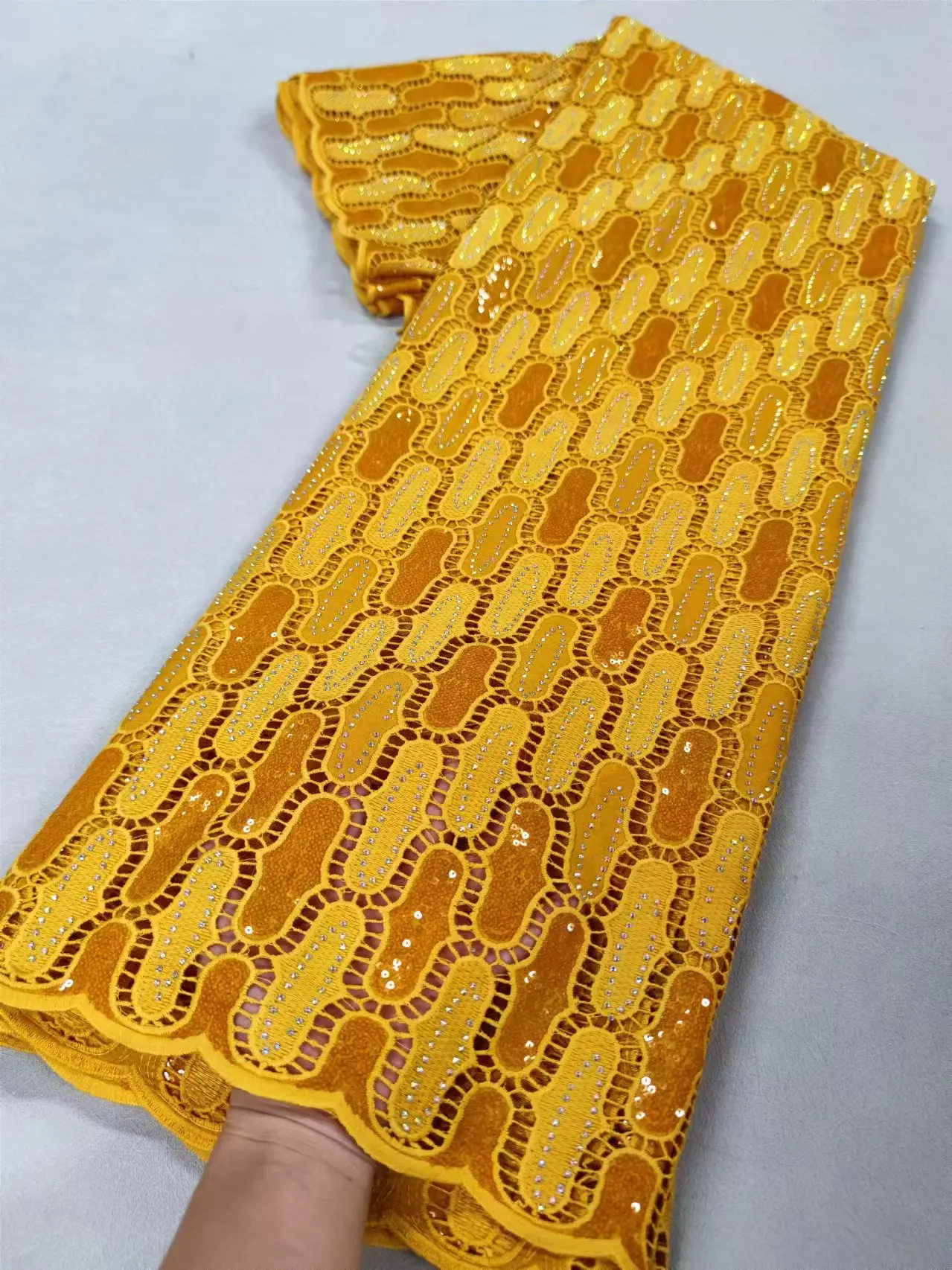 Африканская гипюровая кружевная ткань с блестками 2024 высококачественные