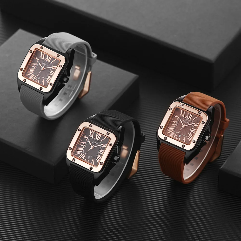 China Quartz Movement  Roman Square Watches  Fashion Wristwatch Ladies Rose Gold Watches Gift For Girlfriend Men Clock Female