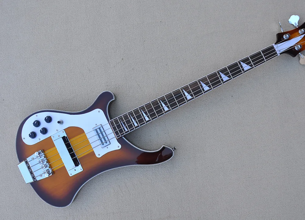 

Left Handed 4 Strings Electric Bass Guitar with Chrome Hardware,White Pickguard, Neck Through Body,Provide Custom Service