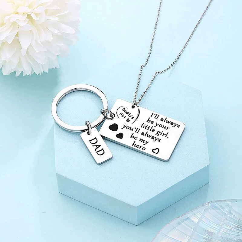 Брелок для дочери отца 2 шт./компл. ожерелье металлический брелок автомобильных