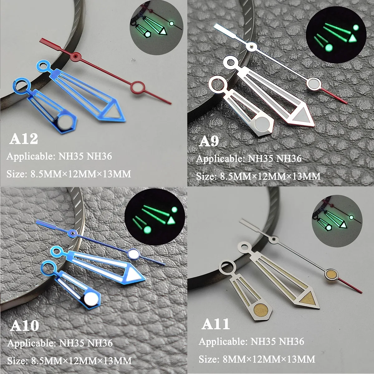 

NH35 hand pointer NH36 hand pointer silver needle green luminous watch accessories suitable for nh35 second hand nh36 movement