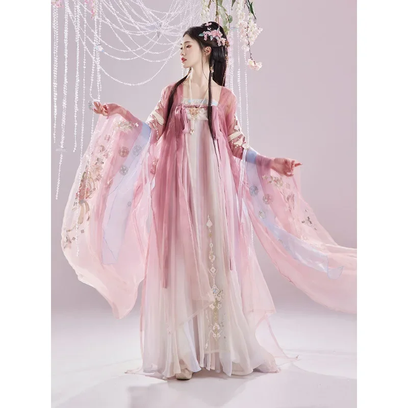 JY18 Original Hanfu Female Embroidery Chebule Skirt Modified Han Elements Chest-length Tang Spring Suit