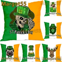 happy st patricks day decorative throw pillow cover green gnome shamrock clover sign cushion case spring holiday gift