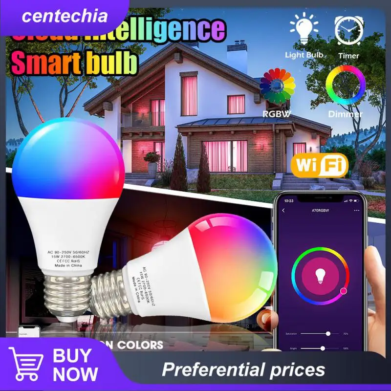 

Smart Lamp Alexa Rgbcw Smart Life Voice Control Work With Alexa/google Home E27 Bulb Led Smart Home Wifi Yandex Alice 100-240v