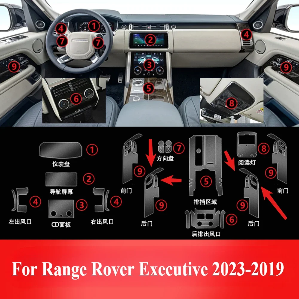 Для Range Rover Executive 2023-2019 аксессуары для интерьера прозрачная пленка из ТПУ панель