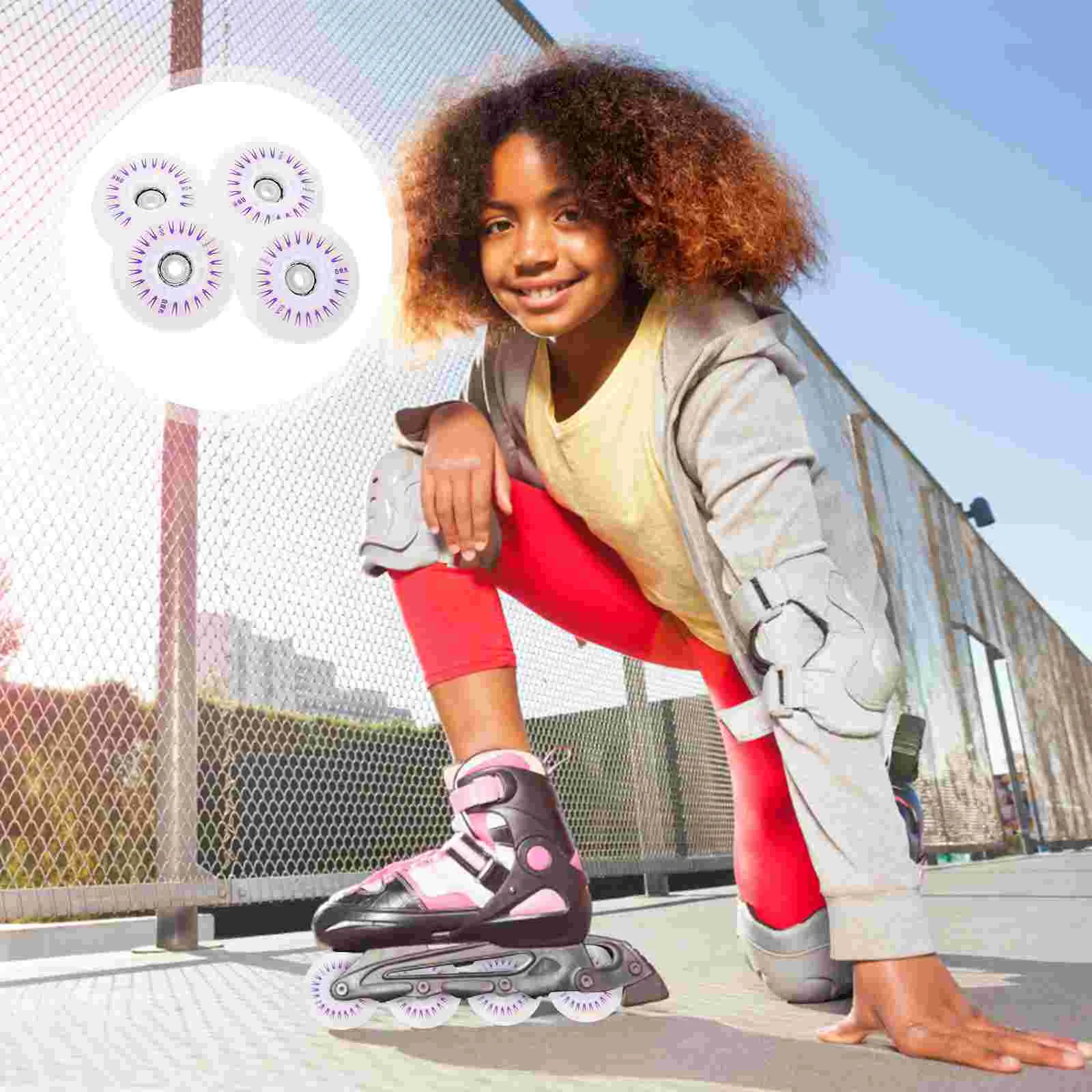 

4Pcs Wheel Shockproof Wheel Inline Skates Wheel Skates Supplies Luminous Wheel for Skates Outdoor Kids