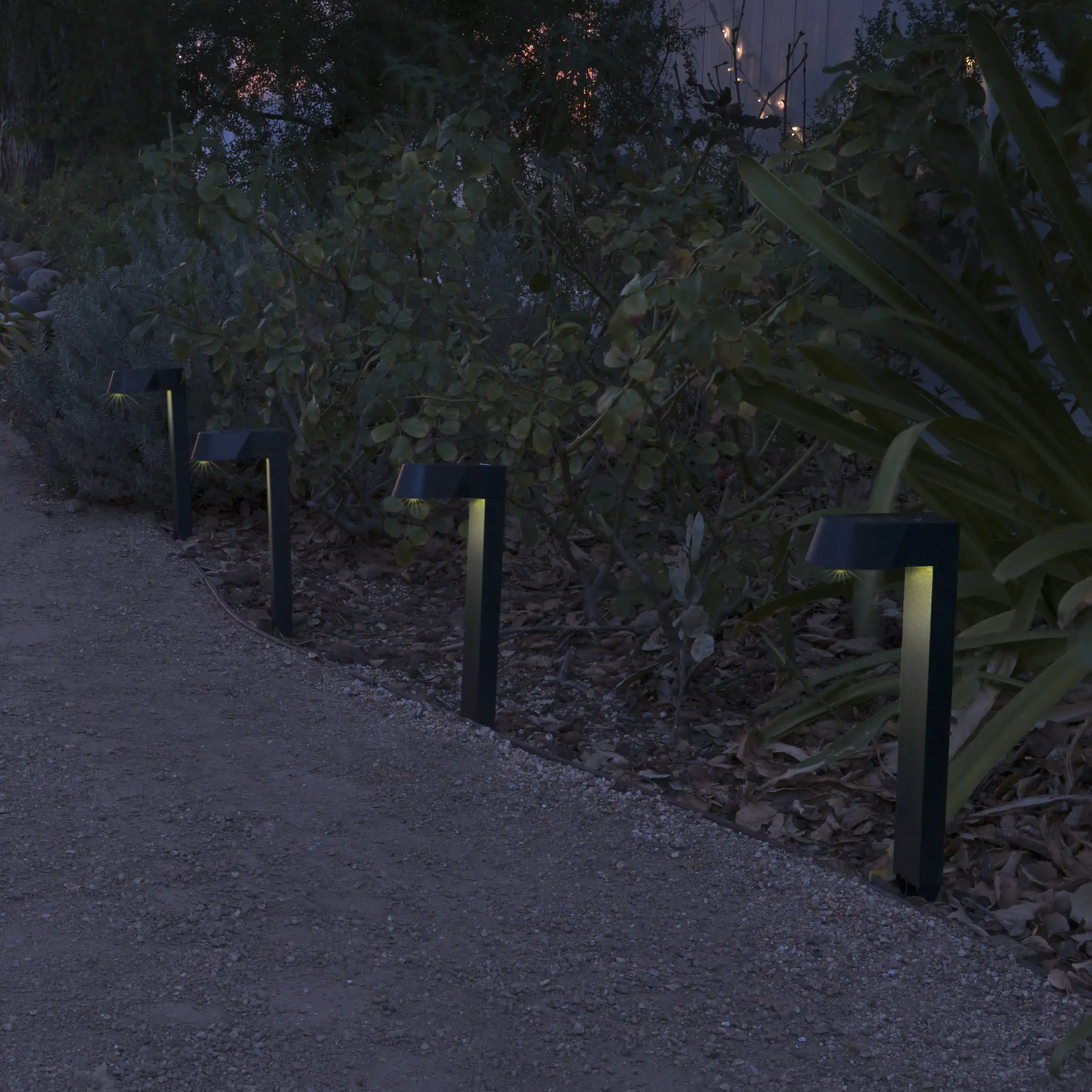

2" x 18" Plastic Solar-Powered Modern Pathway Lights, Set of 4, Black