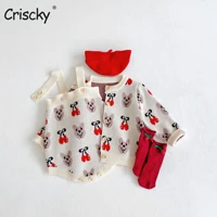 criscky baby clothes new korean baby one piece clothes cartoon long sleeve romper and sweater 2 pieces kids sets
