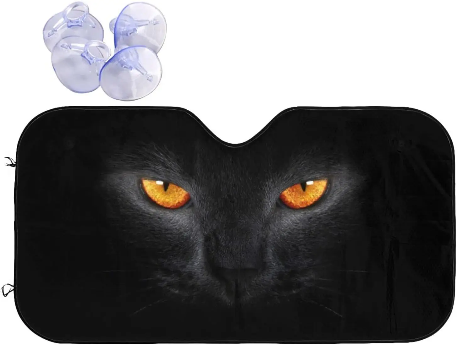 

Black Cat Eye Sun Shade Blocks Uv Rays Sun Visor Protector Front Window Sunshade for Most Sedans SUV Truck Keeps Vehicle Cool