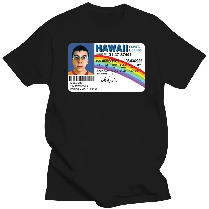 Летняя мужская Футболка Camisa masculina Mclovin с рисунком карты личности супер плохой