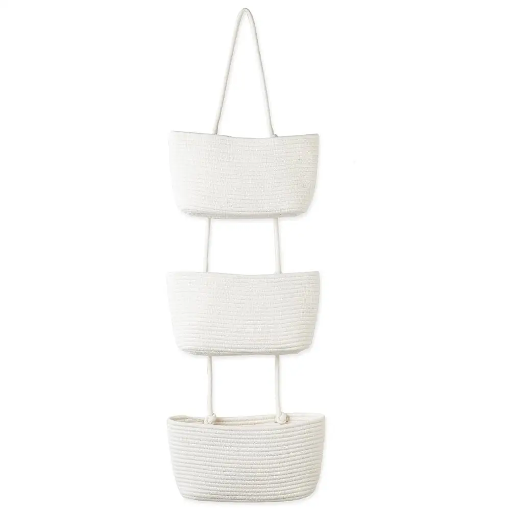 

Detachable Hanging Basket With 3 Pockets Multi-layer Wall Hanging Storage Bag Organiser For Bedroom Bathroom Kitchen