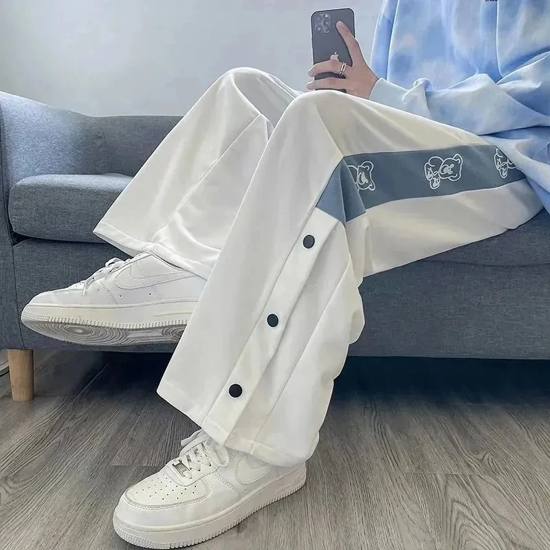 Женские брюки с боковыми пуговицами летние модные повседневные в стиле пэчворк