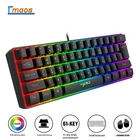 USB Проводная Механическая клавиатура, 61 клавиша, RGB подсветка, игровая мини-клавиатура для ПК, ноутбука, профессиональных геймеров