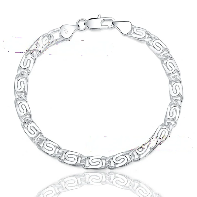 Женские и мужские браслеты из серебра 925 пробы цепочка с отверстиями модный