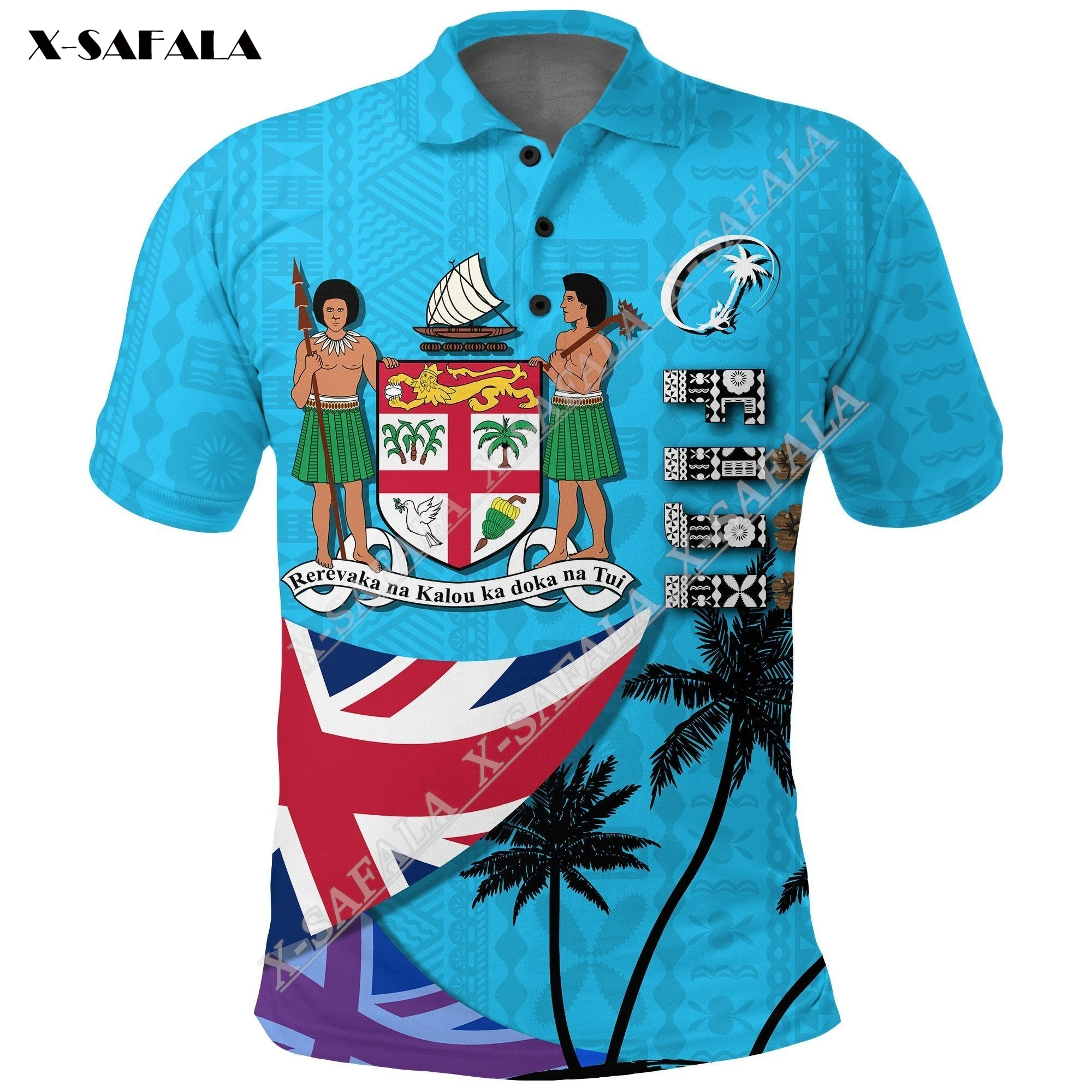 

Рубашка-поло Masi с 3D принтом, Coat рубашка с коротким рукавом, Спортивная, пальто с кокосовым регби, Фиджи, Tapa, подарок