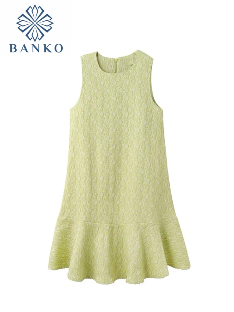 

Женское облегающее платье без рукавов, милое зеленое элегантное привлекательное пляжное платье с круглым вырезом для вечеринки в Корейско...