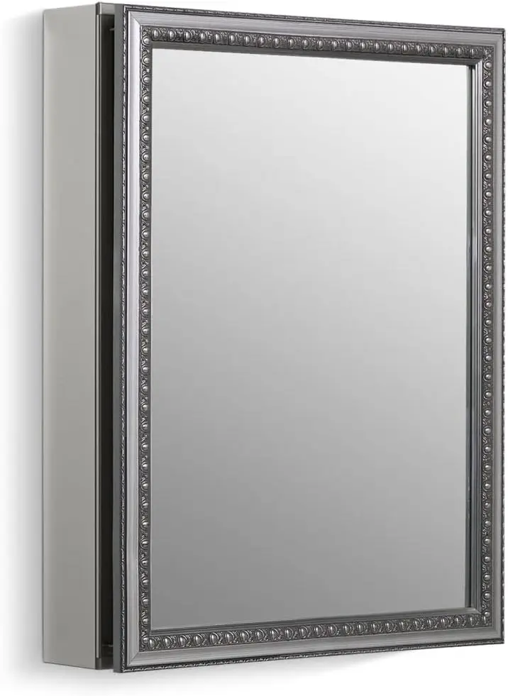 

CLW Flat 20" W x 26" H Aluminum Single Medicine Cabinet with Decorative Silver Framed Mirrored Door, Red Small business N Magnet