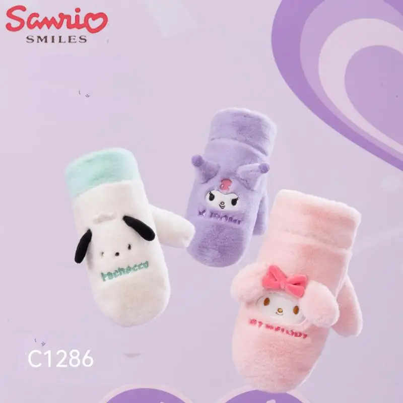

2023 детские плюшевые перчатки Sanrio Kawaii Mymelody Kuromi зимние новые плюшевые утепленные теплые перчатки для мальчиков и девочек перчатки с пятью пальцами