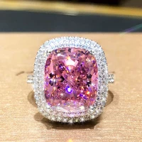 new oversized fat square luxury pink zircon wedding engagement ring bride bridesmaid friends fashion jewelry gifts f1015