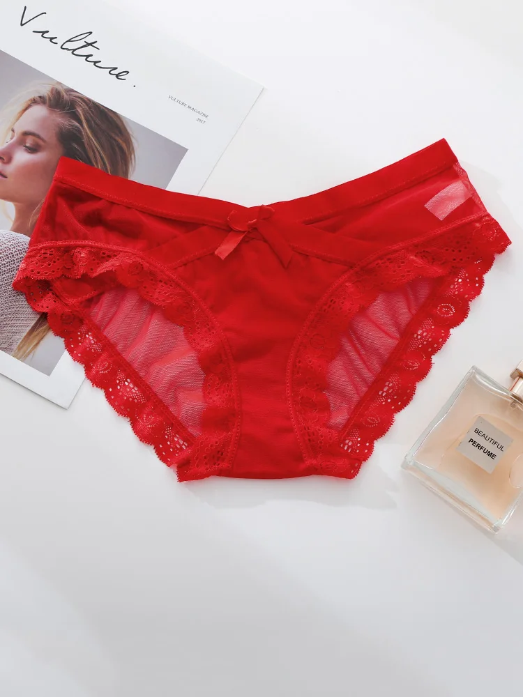 Urban Beau Year of Fate Underwear Women Seamless Bright Red Wedding Low Waist Shorts Plus size Cotton Crotch Briefs