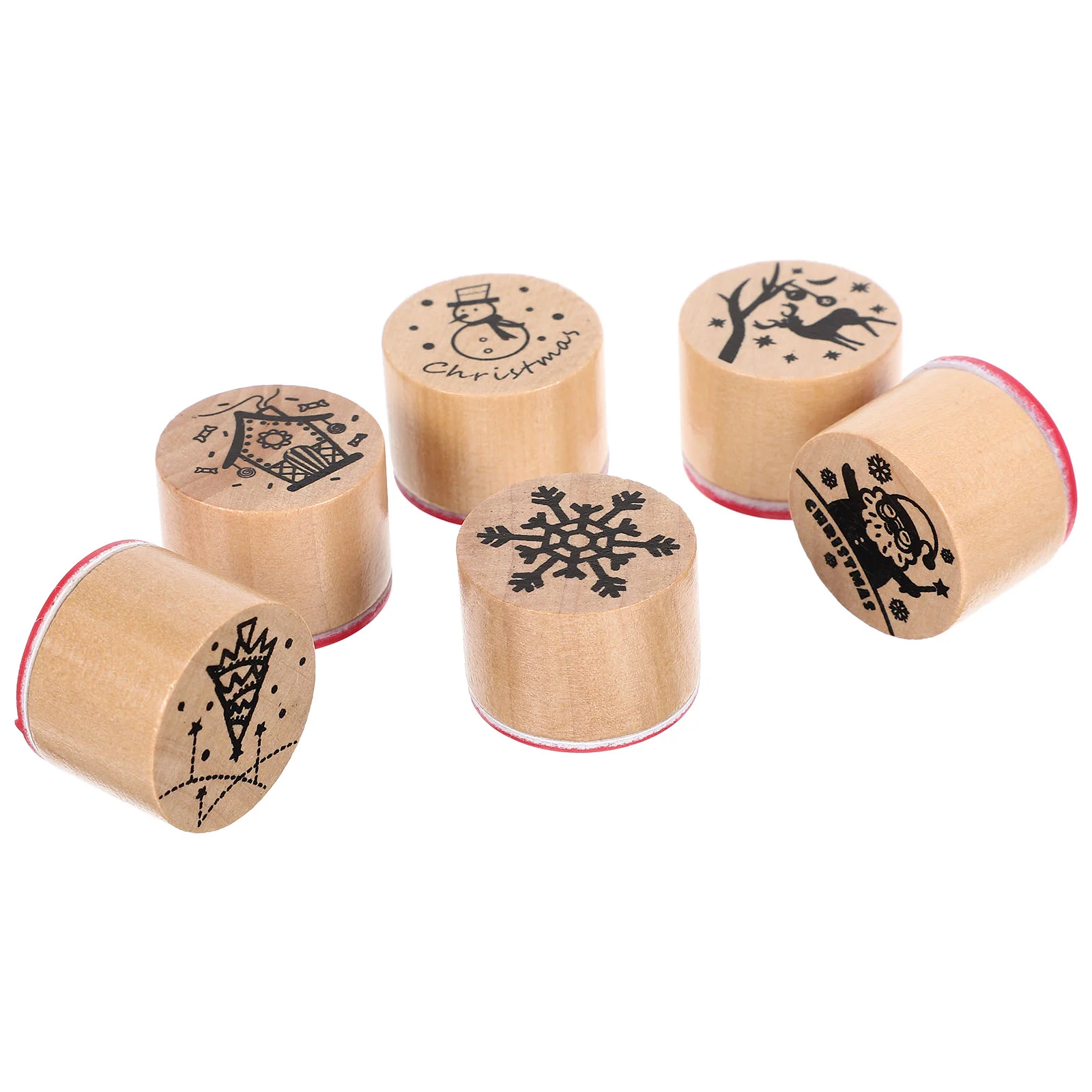 

Christmas Stamp Stamps Stamper Rubber Stamperswooden Toys Seal Set Gift Diy Kids Decorative Ink Children Wood Scrapbook Toy
