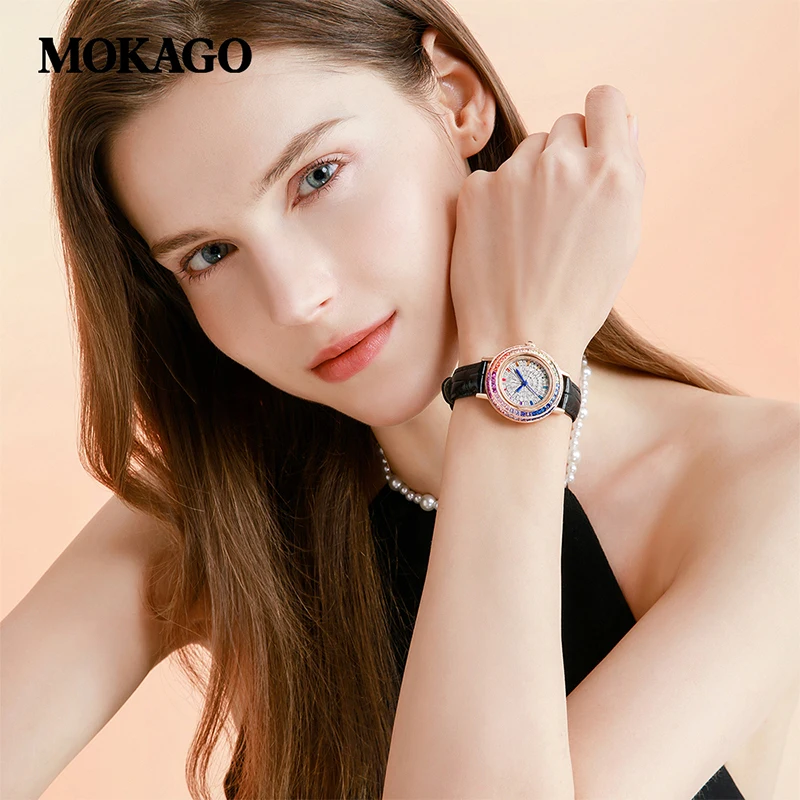 Фото MOKAGO 8116 брендовые модные женские кварцевые часы, водостойкий кожаный ремешок, повседневный дизайн, женские наручные часы reloj mujer №5