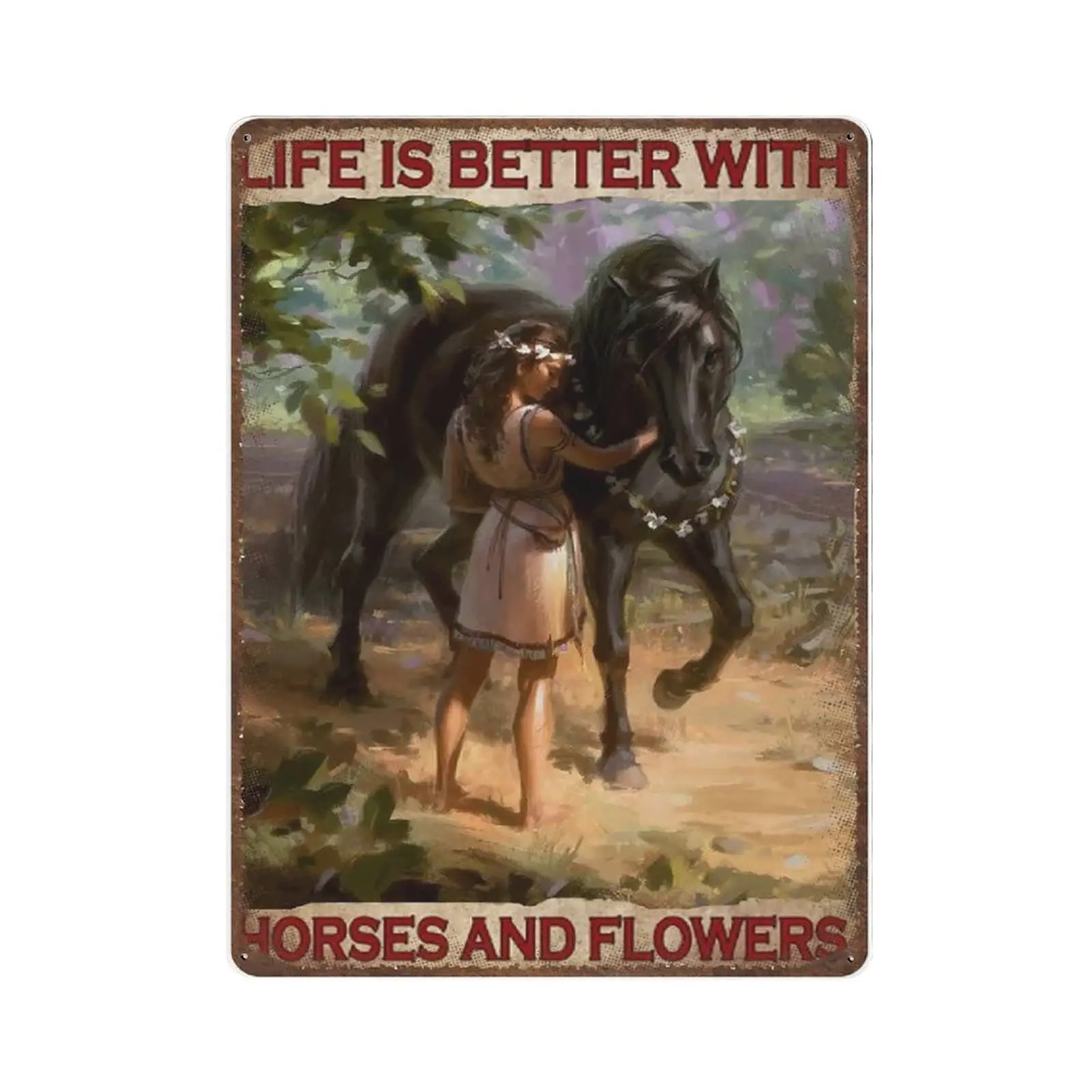 

Vintage Metal Tin Sign Plaque,Life is Better with A Horse Cowgirl Tin Sign,Man cave Pub Club Cafe Home Decor Plate，Birthday Anni