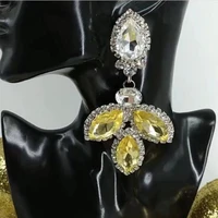 5 colours luxury rhinestone leaf pendant drop earrings wedding jewelry for women shiny crystal big water drop dangle earrings