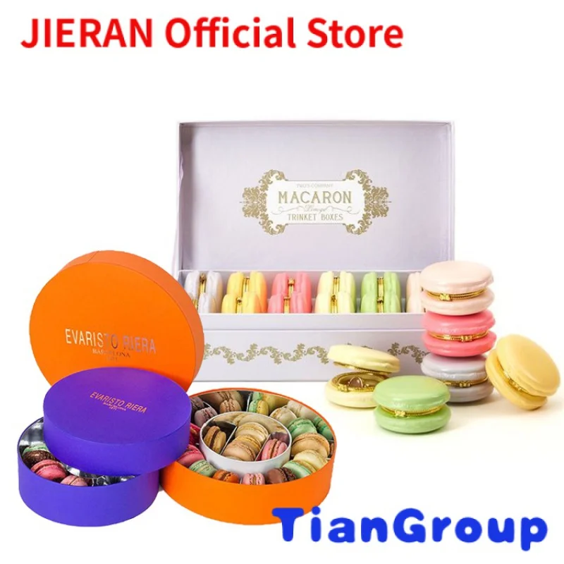 

Wholesale customized favor boxes with clear window mini luxury round cylinder christmas gift macaron packaging paper box