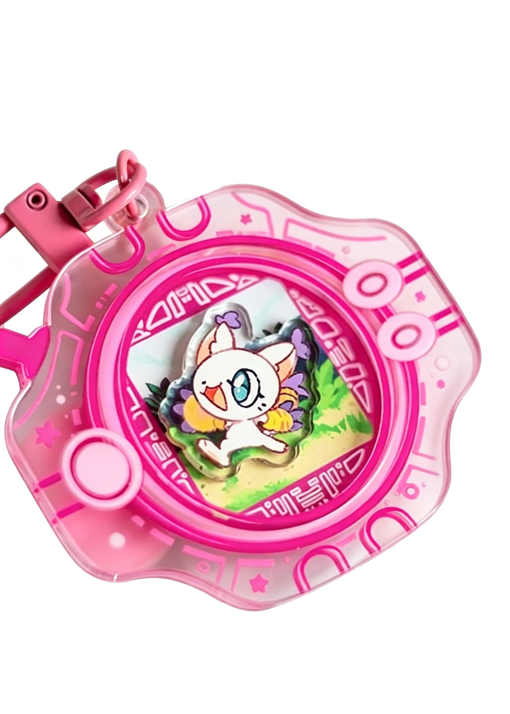 Фото Подвеска для сумки Digimon Adventure Digivice: вращающийся акриловый брелок с Q-V-mon, Palmon, Gatomon, Patamon, Piyomon, Armadillomon №2