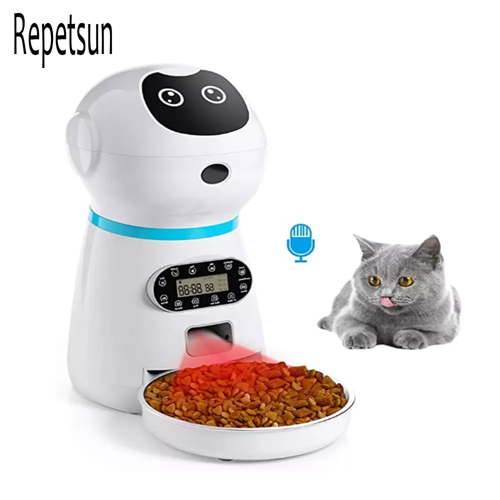 

Автоматическая кормушка для домашних животных, л, умный дозатор еды для кошек и собак, контроллер частей, чаша с голосовым программируемым т...