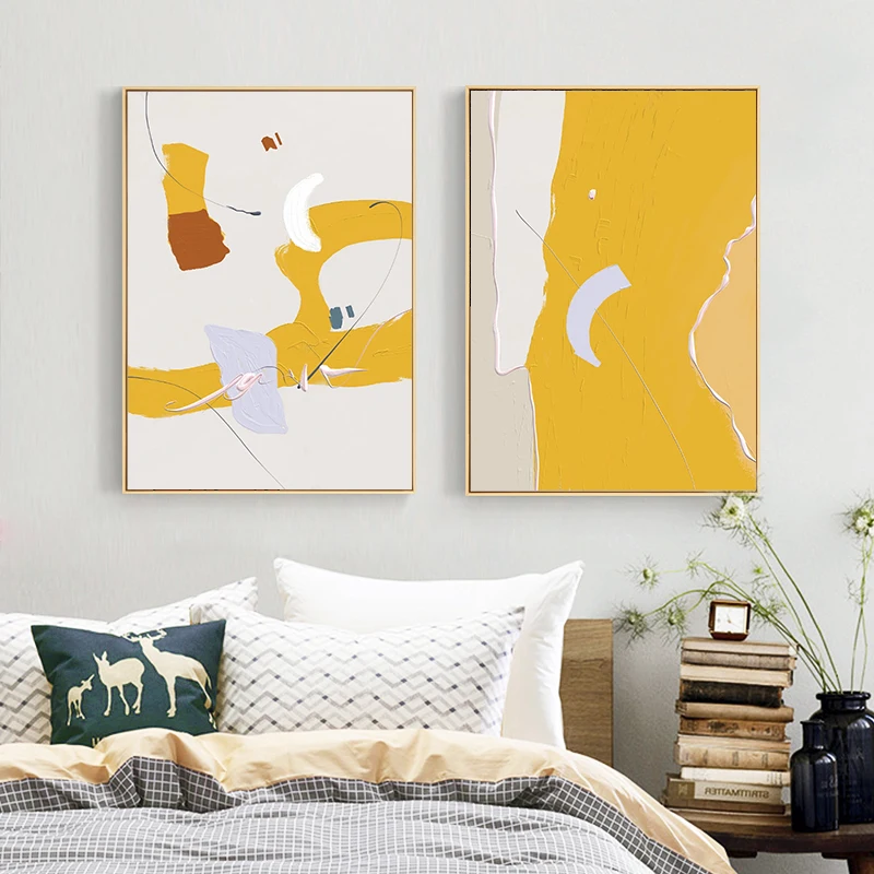 

Hanging Geometric Figures Posters, Modern Minimalist Corridors, Printing Walls, Abstract Paintings, Lemon-yellow Abstract Color
